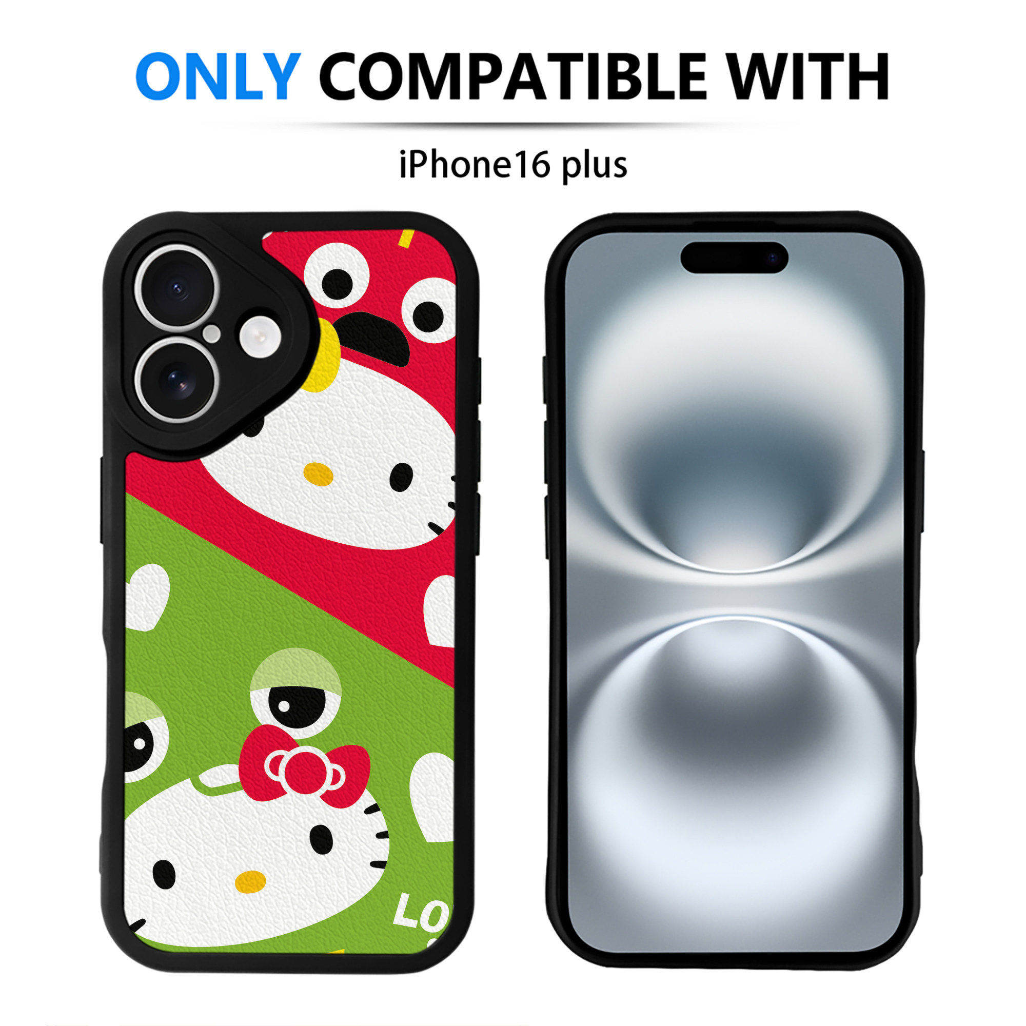 （画像用） Hello Kitty ハローキティ 【iPhone 16シリーズ対応】シリコンスマホケース（レザー調） 材質：シリコン